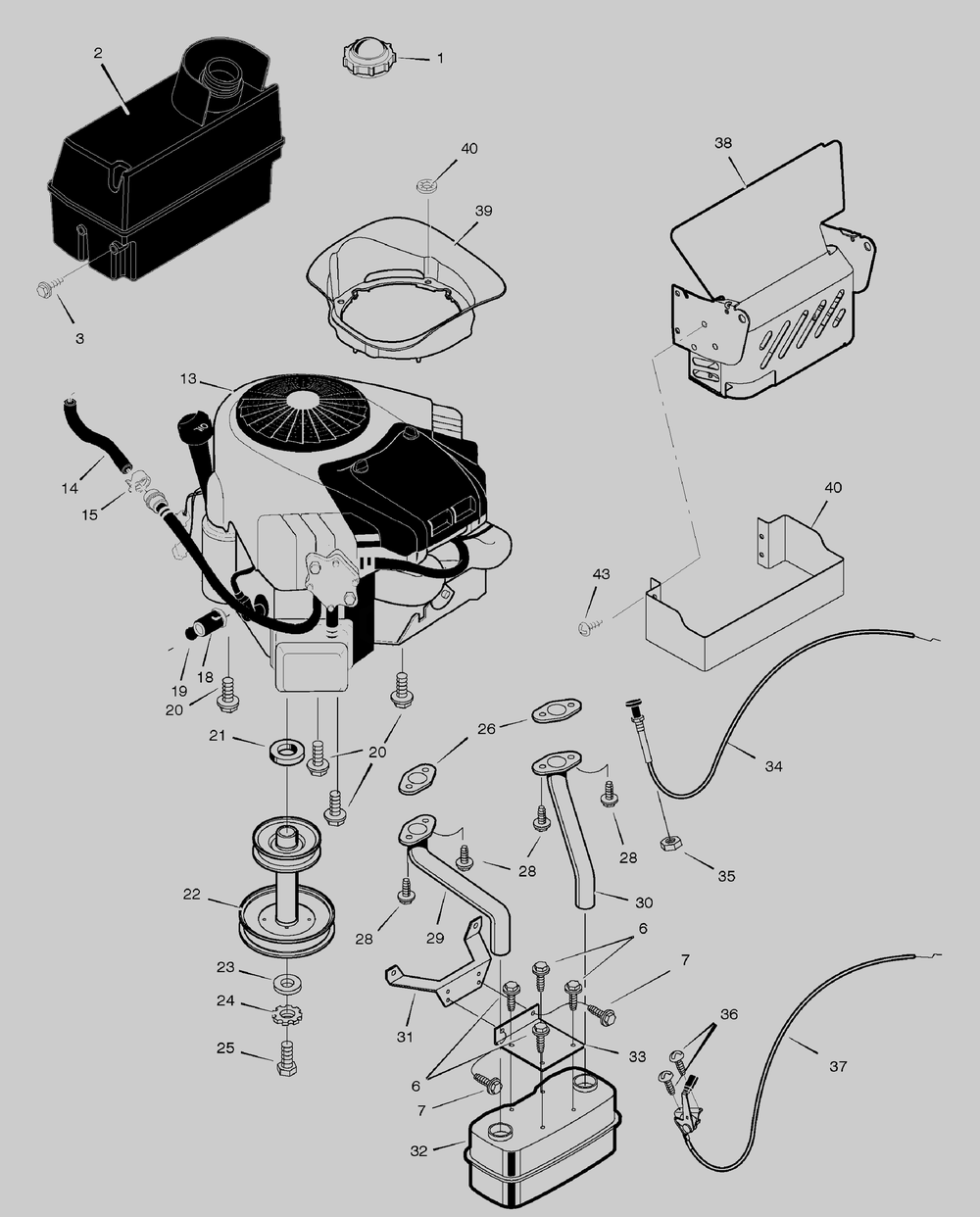 Engine Mount Assembly Diagram and Parts List for 461005X68A 2004 Briggs and Stratton Lawn Tractor